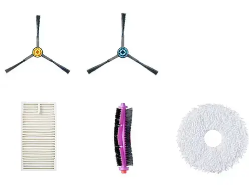 Set de accesorii pentru Midea v12, 6 perii laterale, 2 rollere, 3 filtre HEPA, 4 lavete mop, 3 saci aspirator