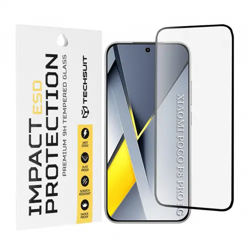 Folie de protectie Ecran Techsuit pentru  Poco F8 Pro, Sticla Securizata, Full Glue, Neagra