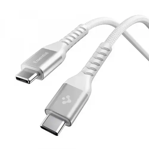 Cablu Date si Incarcare USB-C - USB-C Spigen EB10010CCA, 100W, 1m, Alb