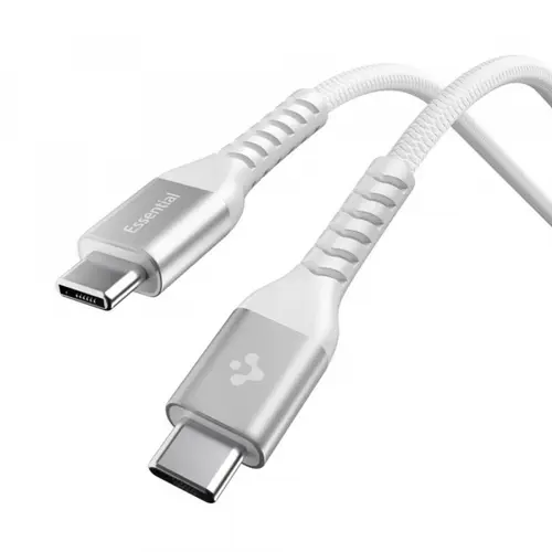 Cablu Date si Incarcare USB-C - USB-C Spigen EB10010CCA, 100W, 1m, Alb