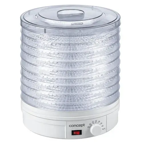 Deshidrator de alimente Concept SO1020, 245 W, 9 tavi, tava 32cm, ventilator, 35-70 °C, Alb