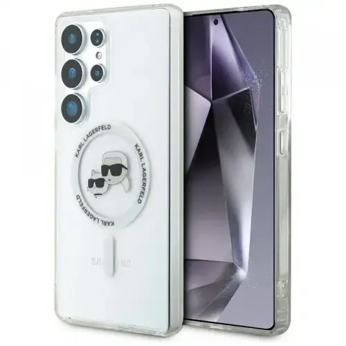 Husa MagSafe pentru Samsung Galaxy S25 Ultra S938, Karl Lagerfeld, IML Metal Karl & Choupette's Heads