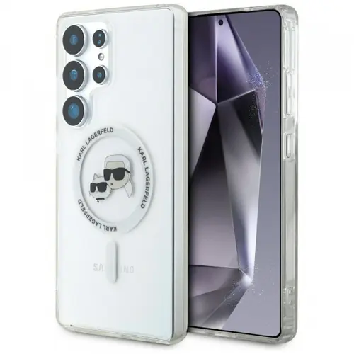 Husa MagSafe pentru Samsung Galaxy S25 Ultra S938, Karl Lagerfeld, IML Metal Karl & Choupette's Heads