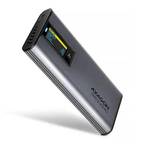 Rack Axagon EEM2-SD2 USB-C 10Gbps pentru SSD M.2 NVMe si SATA, Negru
