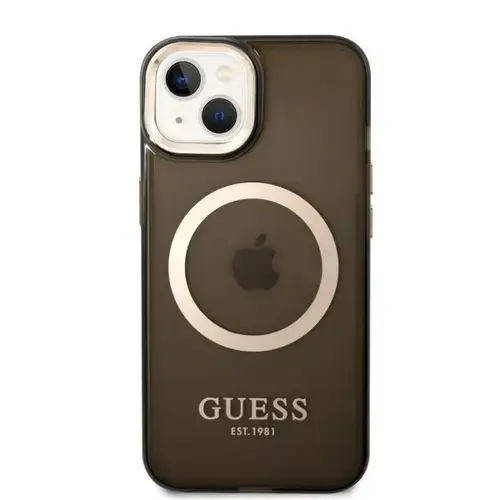Husa telefon Guess pentru iPhone 14, Translucent MagSafe, Plastic, Negru