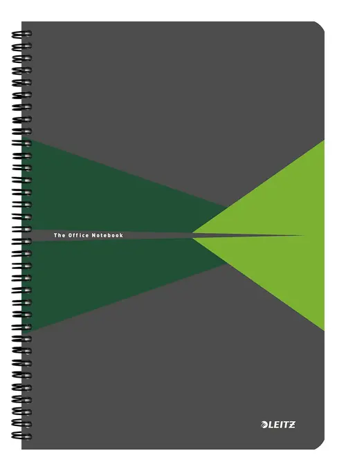 Caiet de birou Leitz Office, PP, FSC, reciclabil, A4, 90 coli, cu spira, matematica, Verde