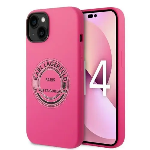 Husa pentru Apple iPhone 14 Plus, Karl Lagerfeld, Silicone RSG, Roz