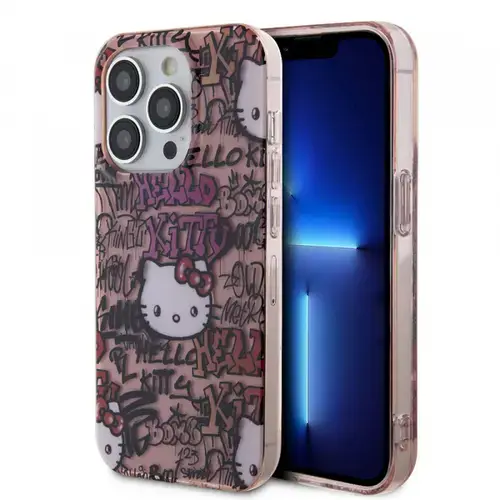 Husa pentru Apple iPhone 14 Pro Max, Hello Kitty, ML Tags Graffiti, Roz