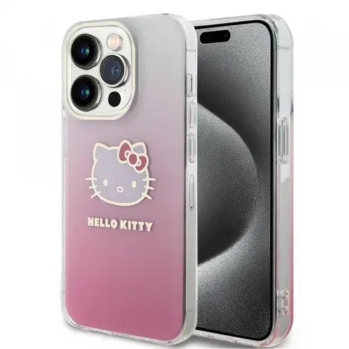 Husa pentru Apple iPhone 15 Pro, Hello Kitty, IML Gradient Electrop Kitty Head, Roz