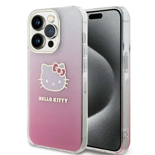 Husa pentru Apple iPhone 15 Pro, Hello Kitty, IML Gradient Electrop Kitty Head, Roz