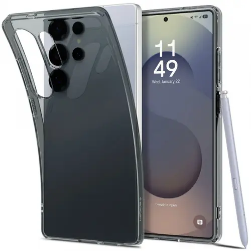 Husa pentru Samsung Galaxy S25 Ultra S938, Spigen, Liquid Crystal, Neagra Transparenta
