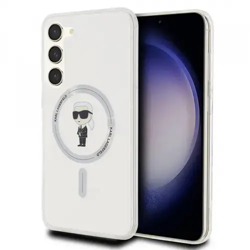 Husa MagSafe pentru Samsung Galaxy S23+ S916, Karl Lagerfeld, IML Ikonik Karl, Transparenta