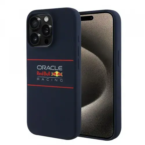 Husa MagSafe pentru Apple iPhone 15 Pro Max, Red Bull Racing, Horizontal Centered Logo, Bleumarin