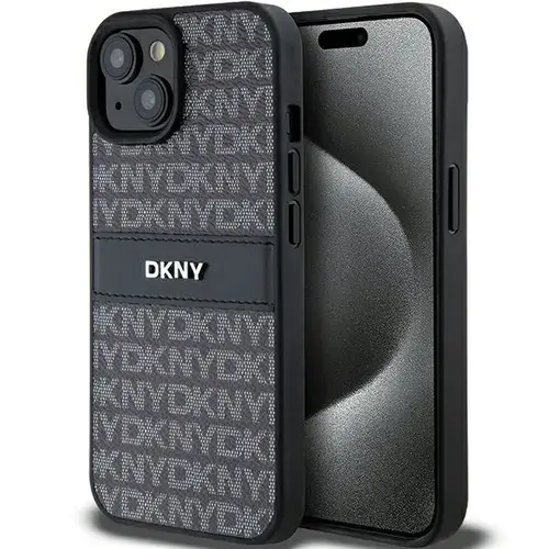 Husa pentru Apple iPhone 15 Plus, DKNY, Mono Stripe & Metal Logo, Neagra