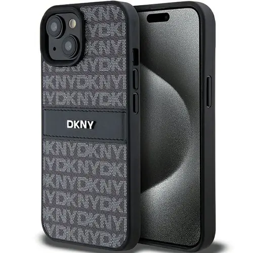 Husa pentru Apple iPhone 15 Plus, DKNY, Mono Stripe & Metal Logo, Neagra