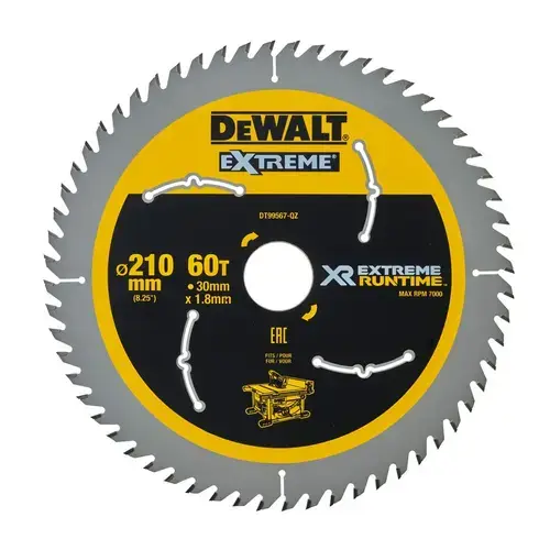 Panza fierastrau circular Dewalt EXTREME RUNTIME, 210x30x1.8mm, 60 dinti