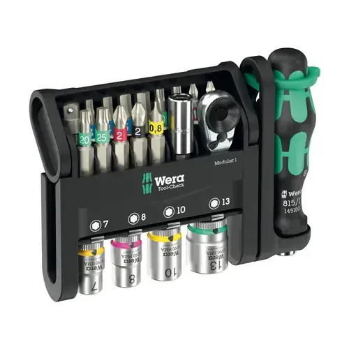Set surubelnita cu biti si tubulare Wera Tool-Check Modular 1 cu suport si 21 piese