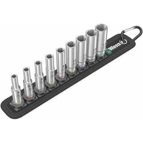 Set 9 chei tubulare, Wera, 5-13 mm, Argintiu
