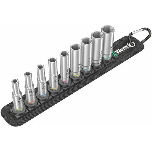 Set 9 chei tubulare, Wera, 5-13 mm, Argintiu