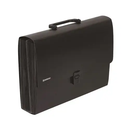 Servieta din plastic DONAU, 26 compartimente si index, 330 x 240 x 75 mm, negru
