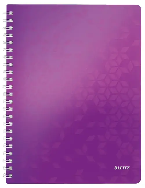 Caiet de birou LEITZ WOW, PP, FSC, reciclabil, A4, 80 coli, cu spira, matematica, Mov