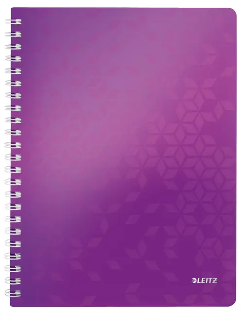 Caiet de birou LEITZ WOW, PP, FSC, reciclabil, A4, 80 coli, cu spira, matematica, Mov