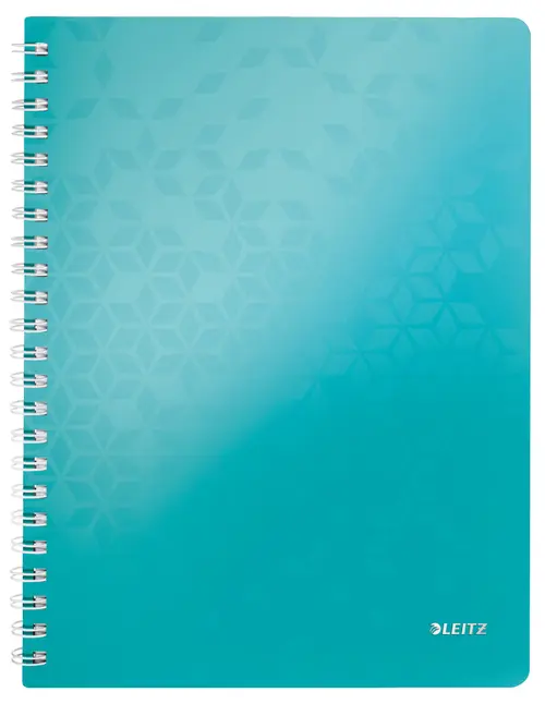 Caiet de birou LEITZ WOW, PP, FSC, reciclabil, A4, 80 coli, cu spira, matematica, Turcoaz