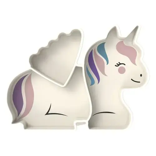 Farfurie compartimentata Melii Unicorn, silicon, cu ventuza, 6 luni+