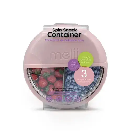 Cutie Snack Melii Spin, 3 compartimente, 14.8x14.8x3.7cm, Roz