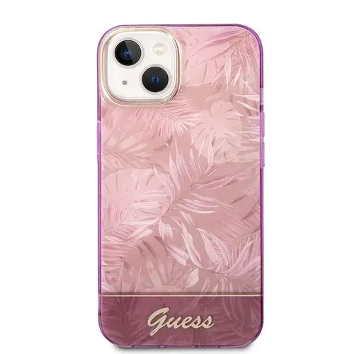Husa telefon Guess Jungle pentru iPhone 14 Plus, Plastic, Roz