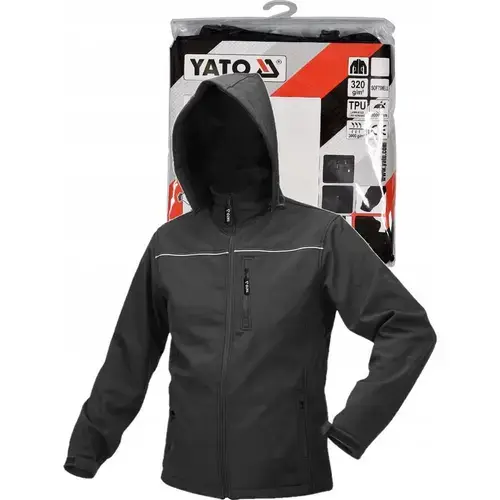 Geaca softshell Yato YT-79554, cu gluga, rezistenta la apa 9000, marimea XXL, Negru
