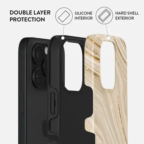 Husa Dual Layer Full Glam Burga pentru iPhone 16 Pro Max, Crem
