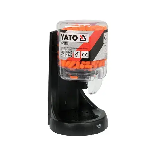 Dispenser cu 500 perechi de dopuri de urechi Yato YT-74520, SNR 38 dB, poliuretan, unica utilizare