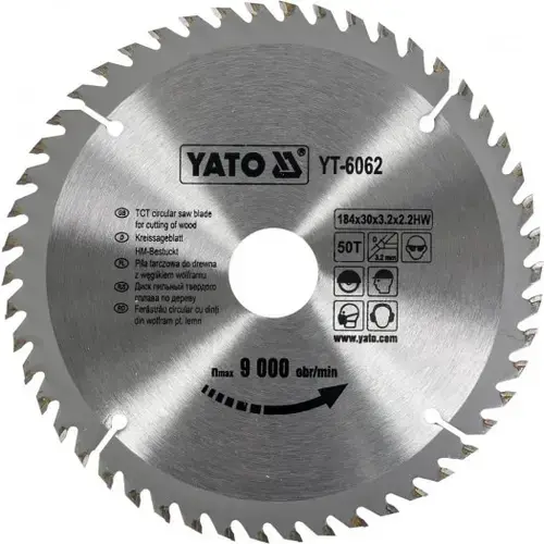 Disc Circular Yato YT-6062,Lemn, 184X30X3.2Mm, 50 Dinti