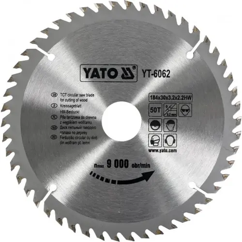 Disc Circular Yato YT-6062,Lemn, 184X30X3.2Mm, 50 Dinti