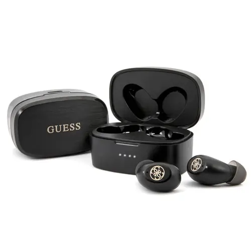 Casti True Wireless GUESS 4H, Bluetooth, TWS, Microfon, Rezistent la apa, Carcasa de incarcare, Negru