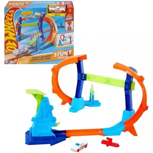 Set de joaca Hot Wheels Stunt Tracks - Corkscrew Jump Champion