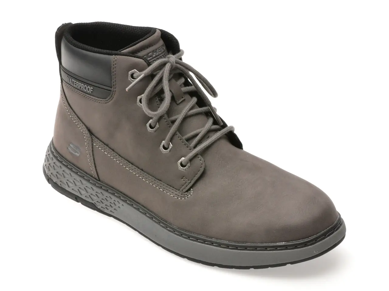 Ghete SKECHERS gri, GARLAN, din piele ecologica