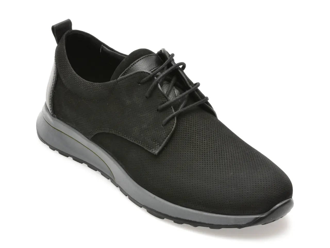 Pantofi OTTER negri, 1086, din nabuc
