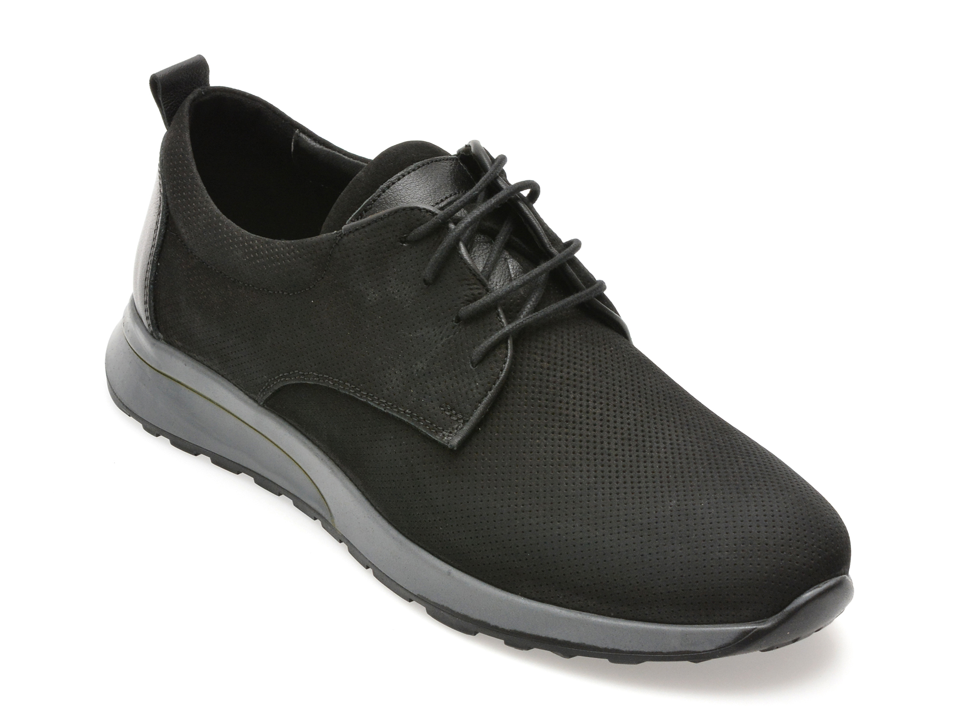 Pantofi OTTER negri, 1086, din nabuc