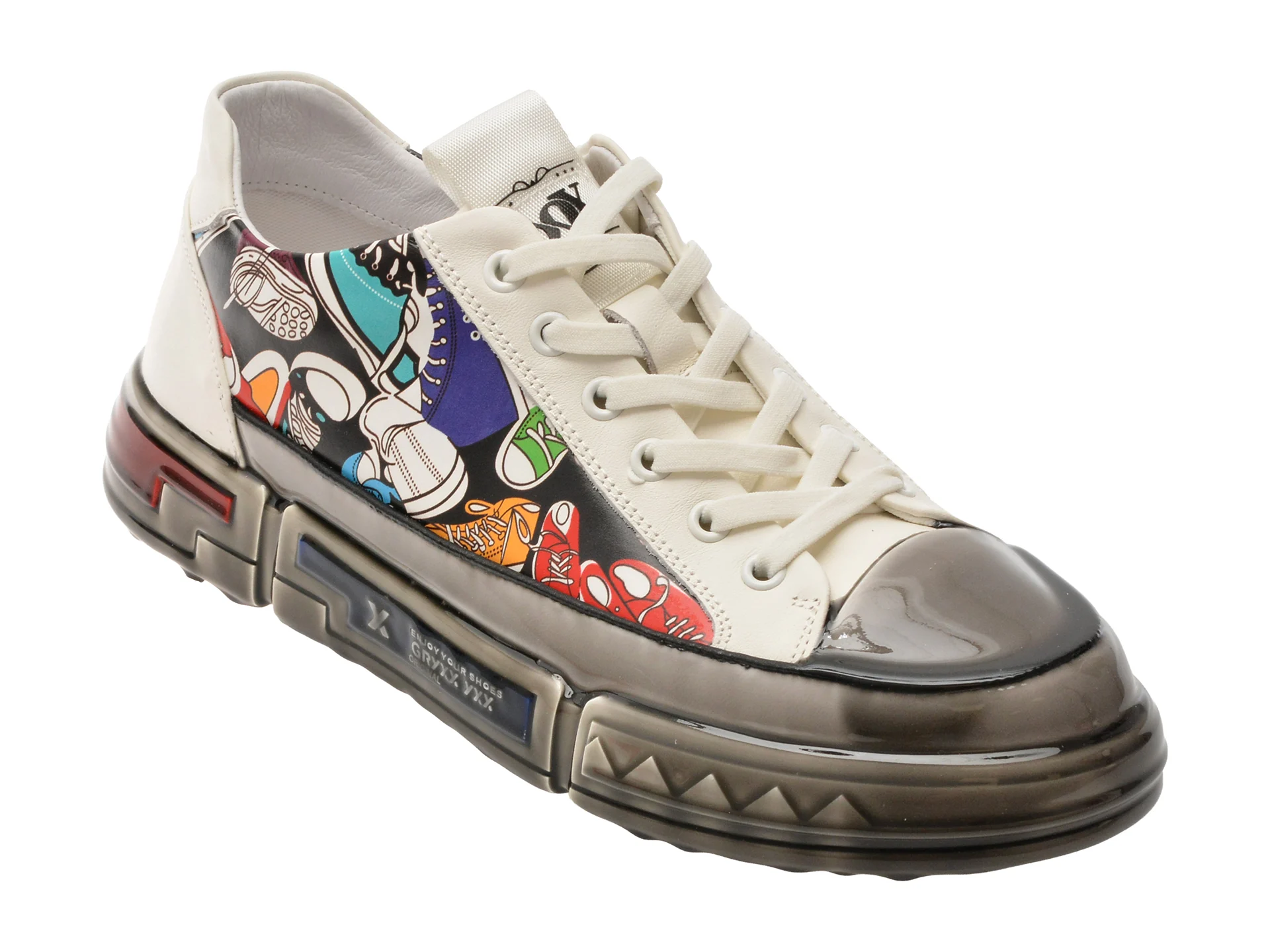 Pantofi sport GRYXX albi, 8501, din piele naturala