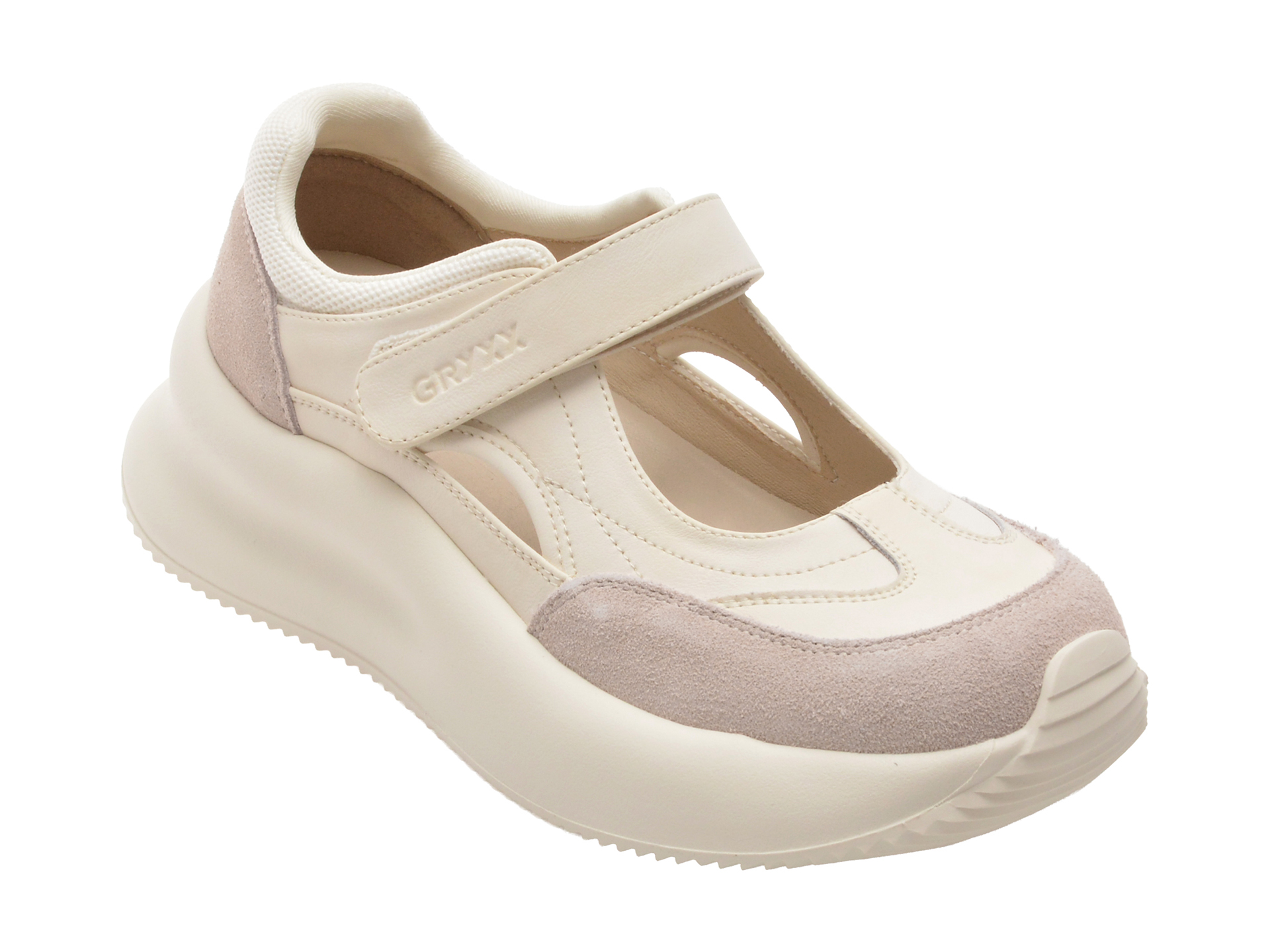 Pantofi sport GRYXX albi, 5L108, din piele naturala