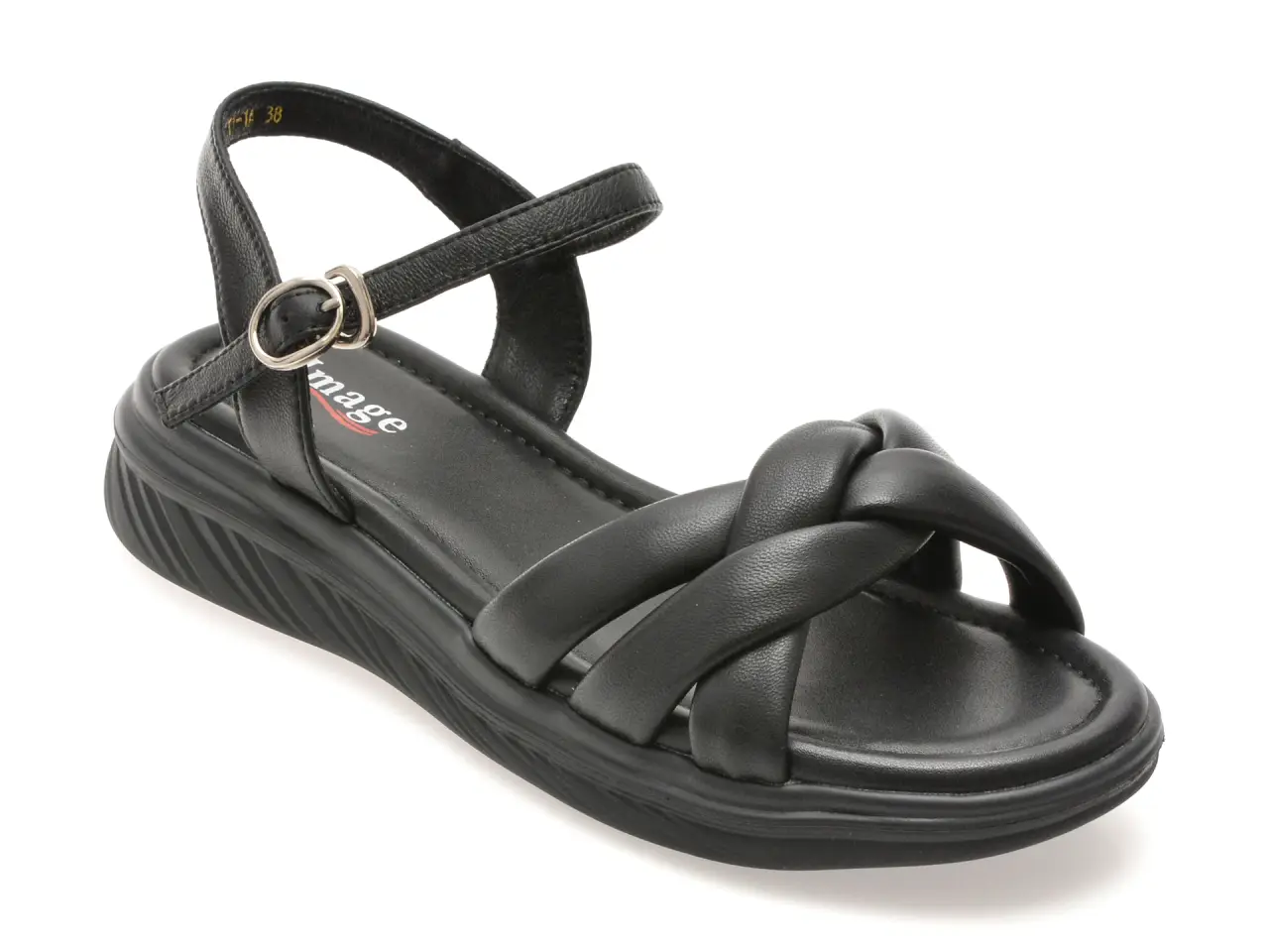 Sandale IMAGE negre, 57111, din piele naturala
