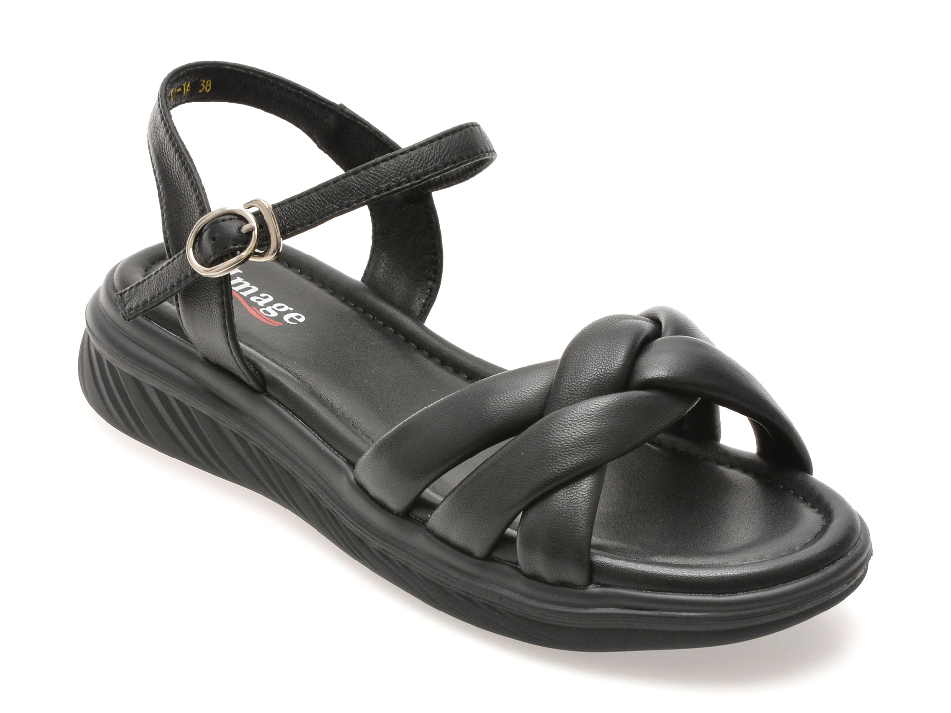 Sandale IMAGE negre, 57111, din piele naturala