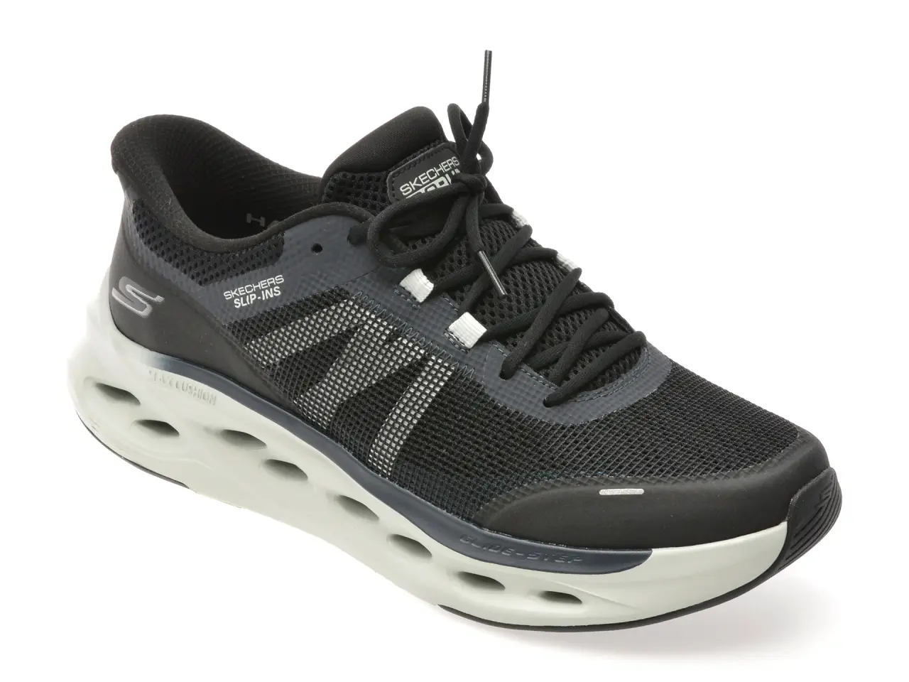 Pantofi sport SKECHERS negri, MAX CUSHIONING GLIDE-STEP , din material textil