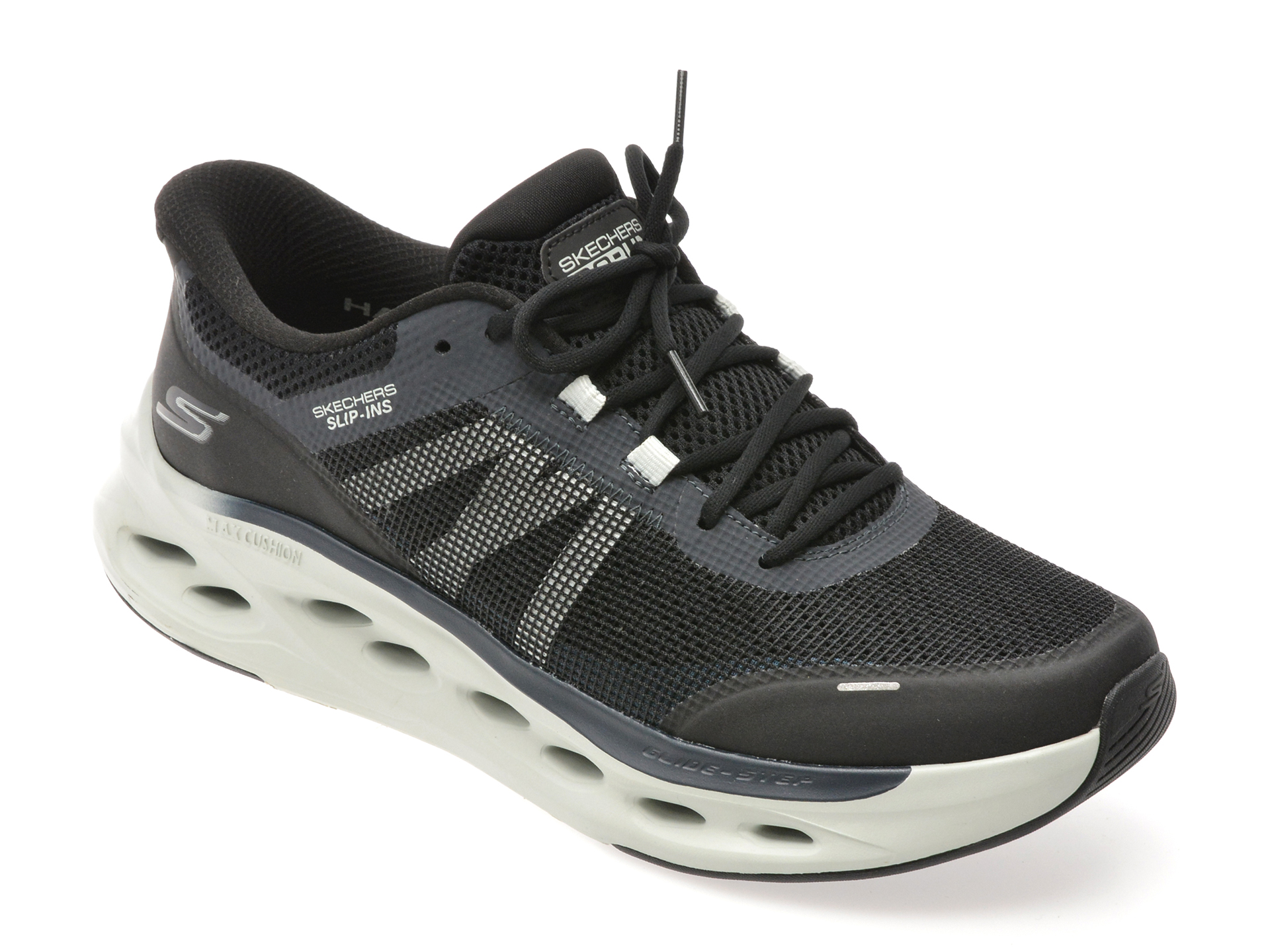 Pantofi sport SKECHERS negri, MAX CUSHIONING GLIDE-STEP , din material textil