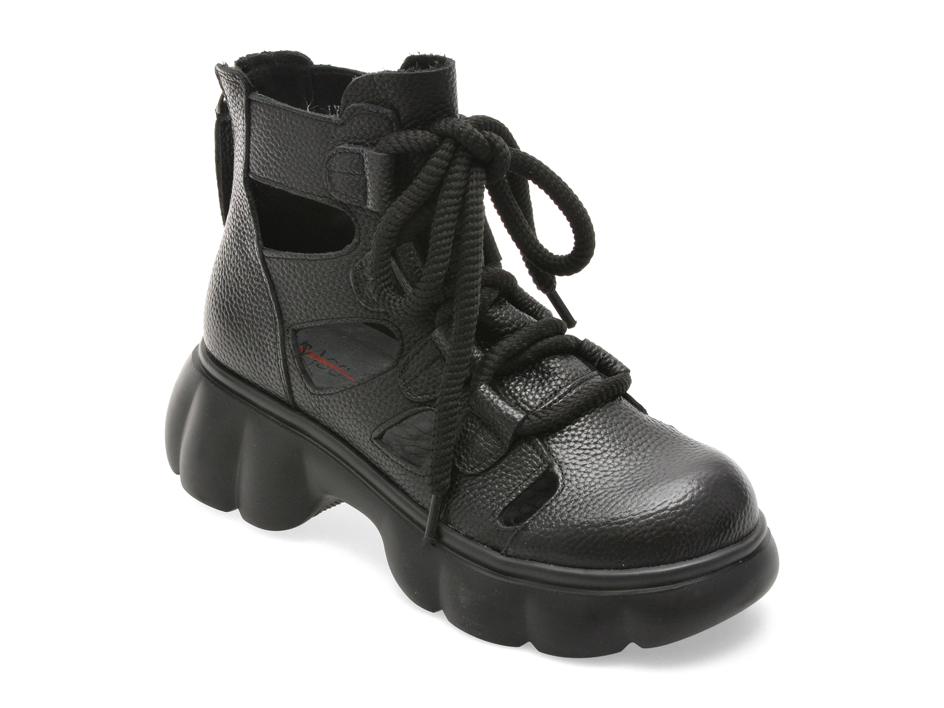 Ghete PASS COLLECTION negre, LY60003, din piele naturala