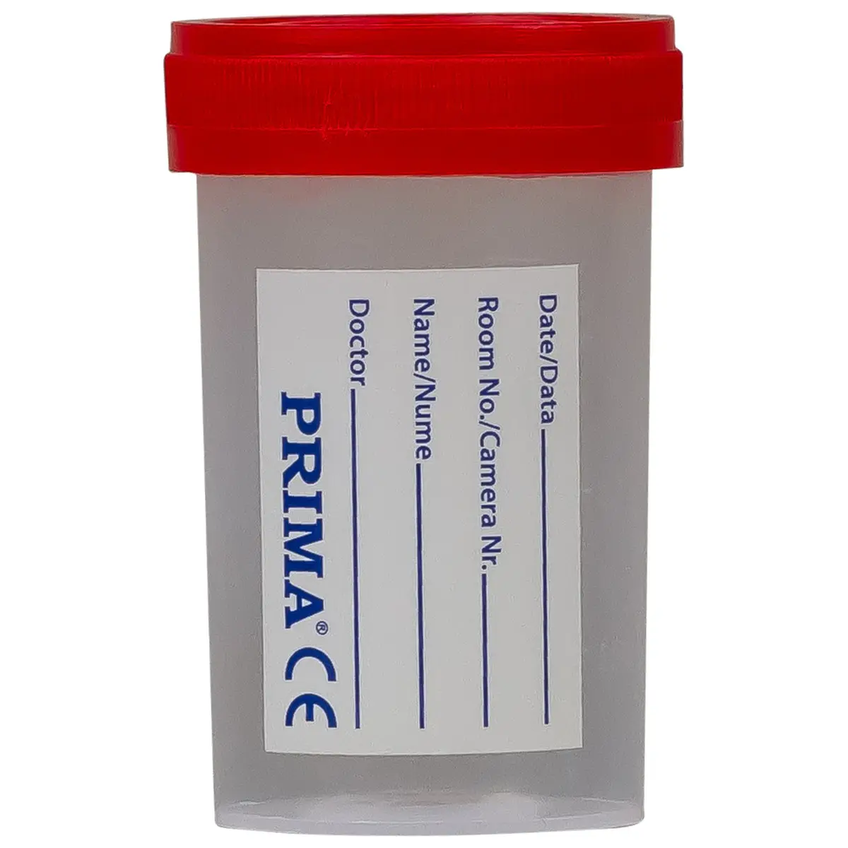 Recipient urocultor steril 60 ml, PRIMA, capac rosu, polipropilena, transparent