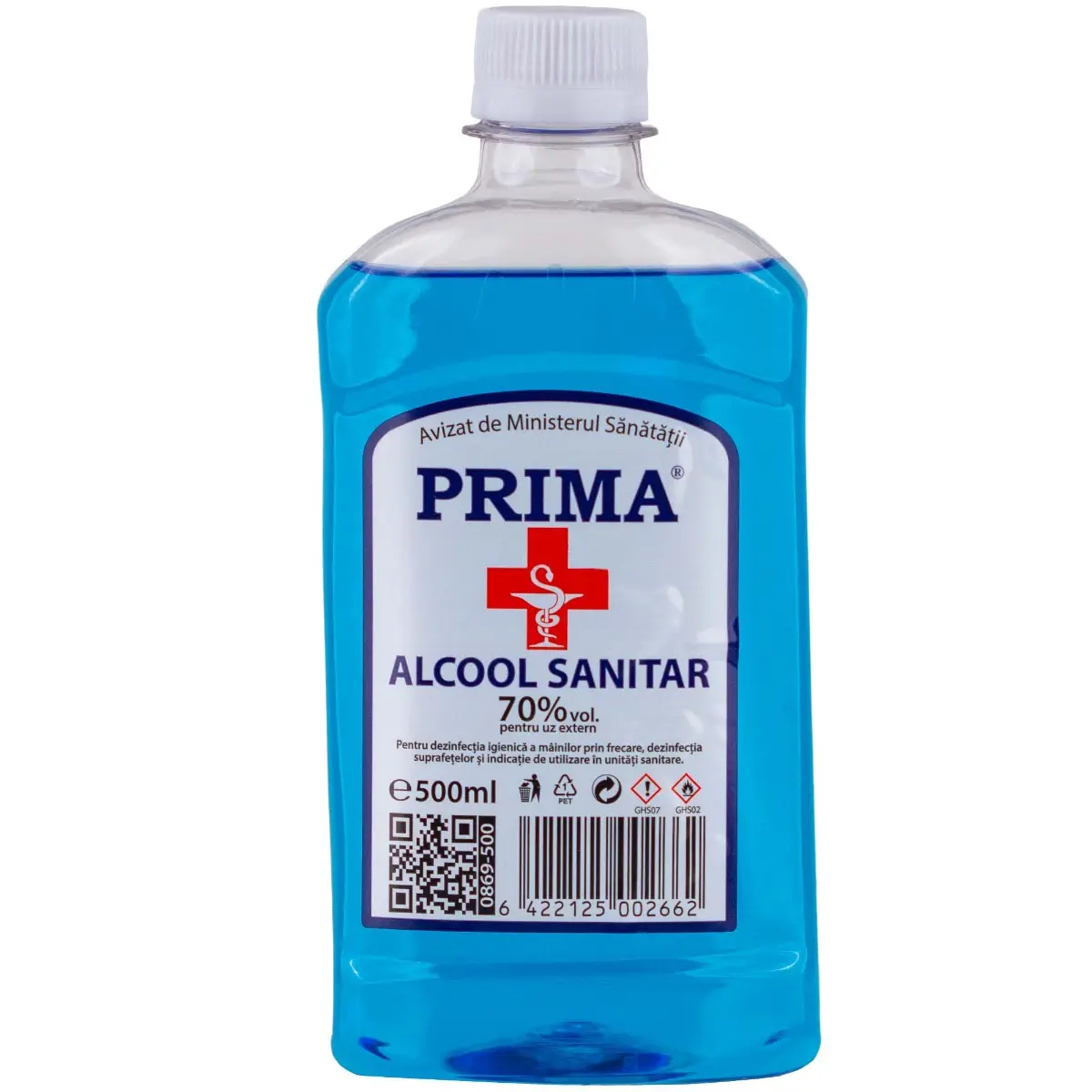 Spirt medicinal PRIMA 70% alcool sanitar, 500 ml PET - dezinfectant biocid