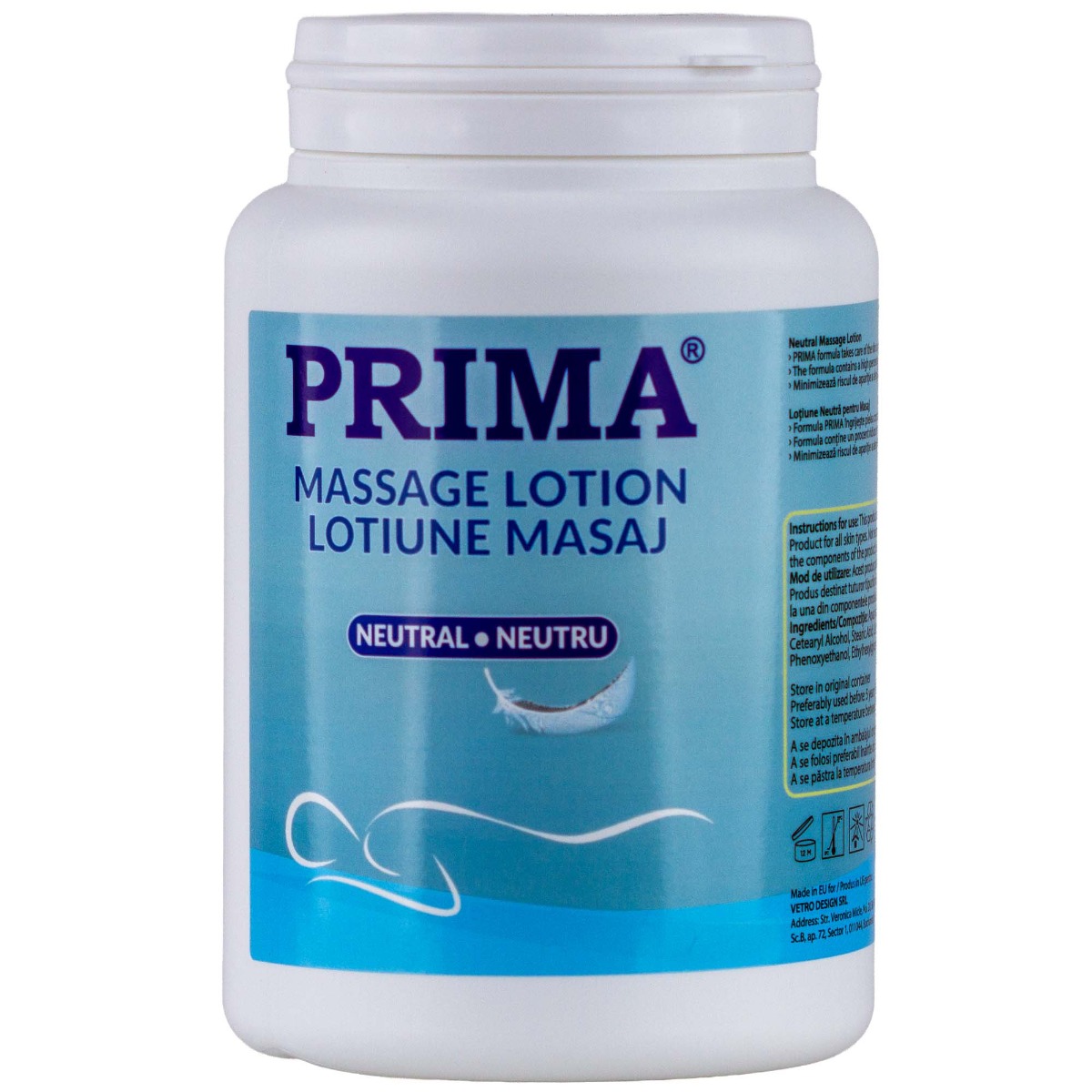 Lotiune pentru masaj, Neutral, PRIMA, pentru tratamente indelungate, 1L